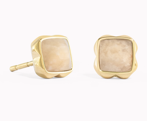 Coeur de Lion Gold Studs Cream Jade - June